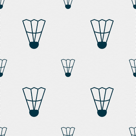Shuttlecock icon sign. Seamless pattern with geometric texture. Vector illustrationのイラスト素材