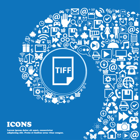TIFF Icon. . Nice set of beautiful icons twisted spiral into the center of one large icon. Vector illustrationのイラスト素材