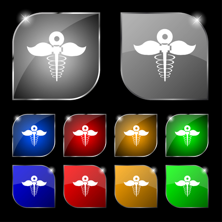 Health care icon sign. Set of ten colorful buttons with glare. Vector illustrationのイラスト素材