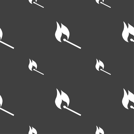 burning match icon sign. Seamless pattern on a gray background. Vector illustrationのイラスト素材