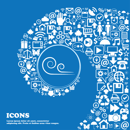 wind icon . Nice set of beautiful icons twisted spiral into the center of one large icon. Vector illustrationのイラスト素材