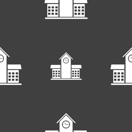 School Professional Icon sign. Seamless pattern on a gray background. Vector illustrationのイラスト素材
