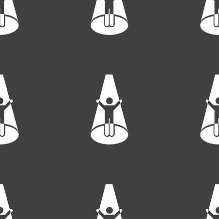 Spotlight icon sign. Seamless pattern on a gray background. Vector illustrationのイラスト素材