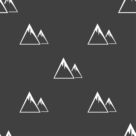 Mountain Icon sign. Seamless pattern on a gray background. Vector illustrationのイラスト素材