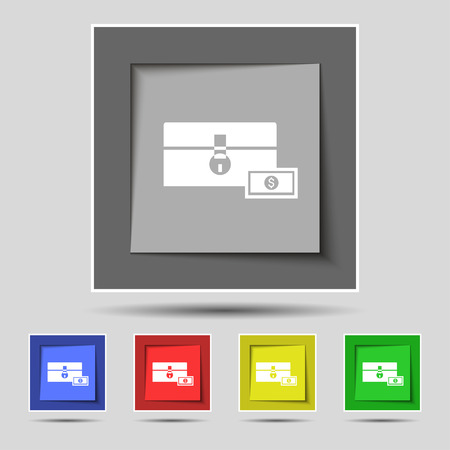 chest icon sign on original five colored buttons. Vector illustrationのイラスト素材