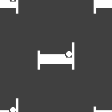 Hotel Icon sign. Seamless pattern on a gray background. Vector illustrationのイラスト素材
