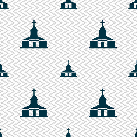 Church Icon sign. Seamless pattern with geometric texture. Vector illustrationのイラスト素材
