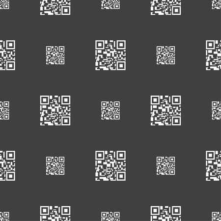 Barcode Icon sign. Seamless pattern on a gray background. Vector illustrationのイラスト素材