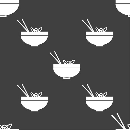 Spaghetti icon sign. Seamless pattern on a gray background. Vector illustrationのイラスト素材