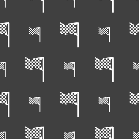 racing flag icon sign. Seamless pattern on a gray background. Vector illustrationのイラスト素材