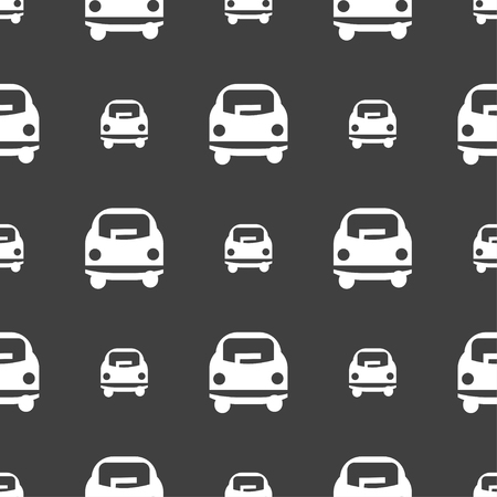 Car icon sign. Seamless pattern on a gray background. Vector illustrationのイラスト素材