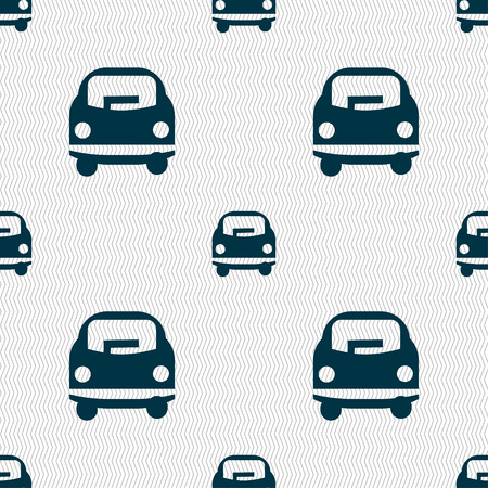 Car icon sign. Seamless pattern with geometric texture. Vector illustrationのイラスト素材
