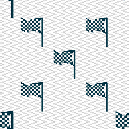 racing flag icon sign. Seamless pattern with geometric texture. Vector illustrationのイラスト素材