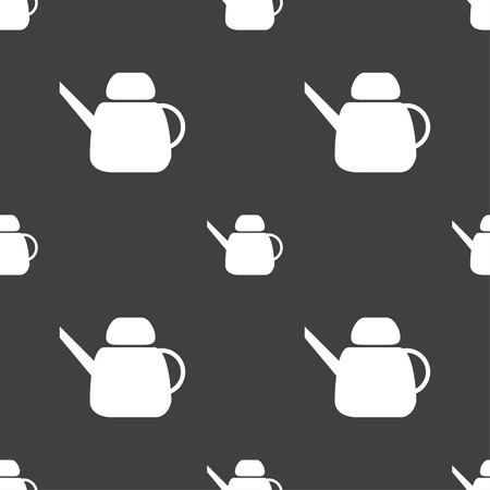 Kettle Icon sign. Seamless pattern on a gray background. Vector illustrationのイラスト素材