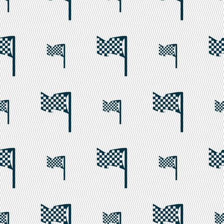 racing flag icon sign. Seamless pattern with geometric texture. Vector illustrationのイラスト素材