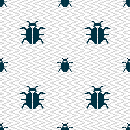 Bug, Virus icon sign. Seamless pattern with geometric texture. Vector illustrationのイラスト素材