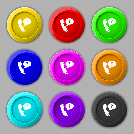Telemarketing icon sign. symbol on nine round colourful buttons. Vector illustrationのイラスト素材