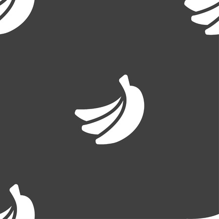banana icon sign. Seamless pattern on a gray background. Vector illustrationのイラスト素材
