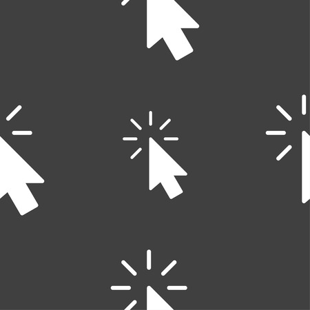 Cursor icon sign. Seamless pattern on a gray background. Vector illustrationのイラスト素材
