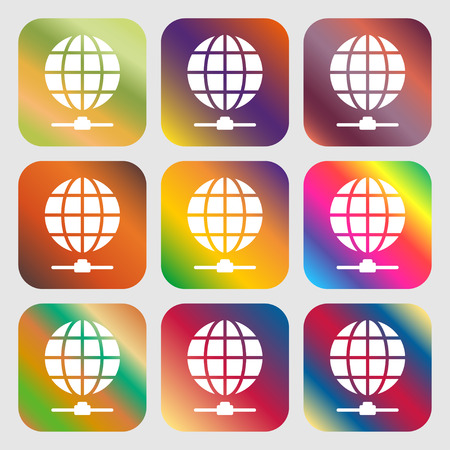 Website Icon sign. Nine buttons with bright gradients for beautiful design. Vector illustrationのイラスト素材