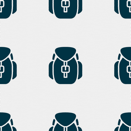Backpack icon sign. Seamless pattern with geometric texture. Vector illustrationのイラスト素材