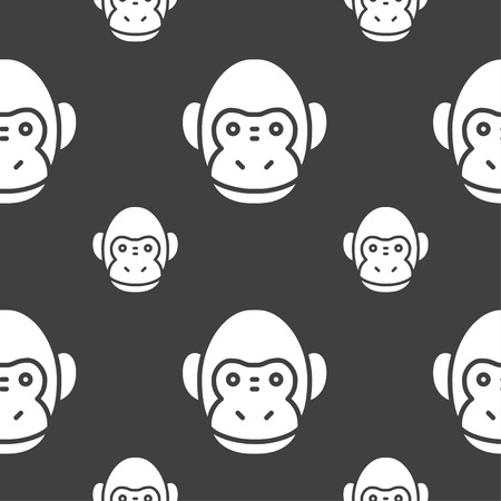 Monkey icon sign. Seamless pattern on a gray background. Vector illustrationのイラスト素材
