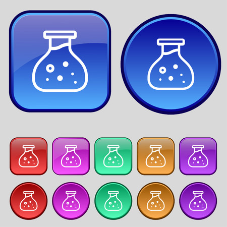 Chemical Icon sign. A set of twelve vintage buttons for your design. Vector illustrationのイラスト素材