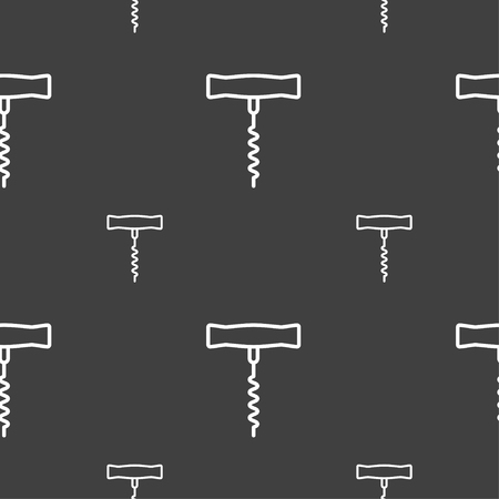 corkscrew icon sign. Seamless pattern on a gray background. Vector illustrationのイラスト素材