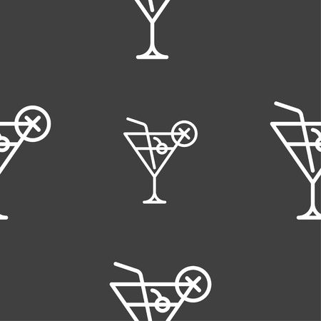 Martini glass icon sign. Seamless pattern on a gray background. Vector illustrationのイラスト素材