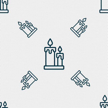 Candle icon sign. Seamless pattern with geometric texture. Vector illustrationのイラスト素材