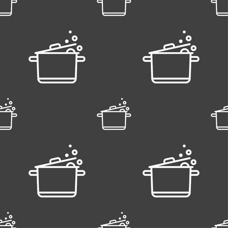 Pot Icon sign. Seamless pattern on a gray background. Vector illustrationのイラスト素材