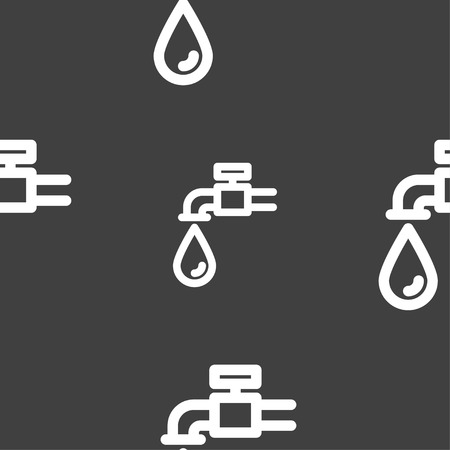 Water tap icon sign. Seamless pattern on a gray background. Vector illustrationのイラスト素材