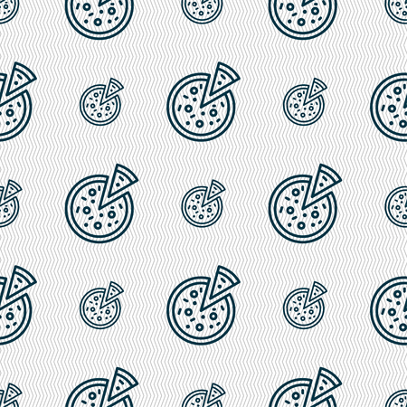 Pizza Icon sign. Seamless pattern with geometric texture. Vector illustrationのイラスト素材