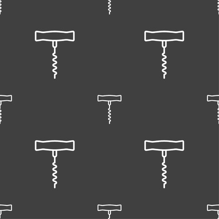 corkscrew icon sign. Seamless pattern on a gray background. Vector illustrationのイラスト素材