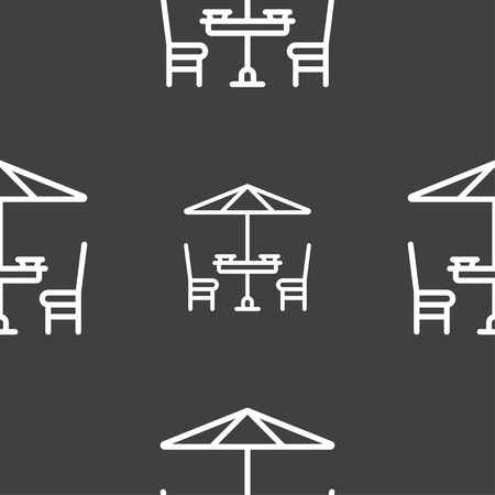 table with umbrella sign. Seamless pattern on a gray background. Vector illustrationのイラスト素材