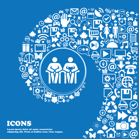 Colorful Icons and signs in the form of a button or symbol for your design. Vector illustrationのイラスト素材