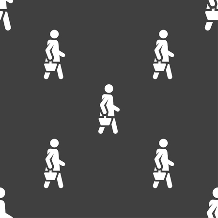 Shopping in silhouette illustration, seamless pattern.のイラスト素材