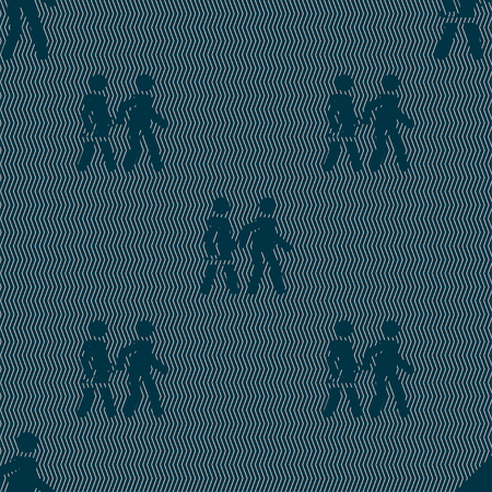 Couple walking in silhouette Illustration, seamless pattern.のイラスト素材