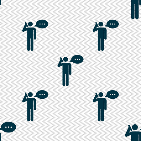 Man talking to the cellphone in silhouette Illustration, seamless pattern.のイラスト素材