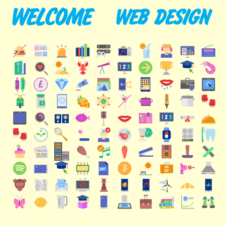 Universal set of social, technical, household icons isolated on background. Designed in a modern style - Material Design. Vector illustrationのイラスト素材