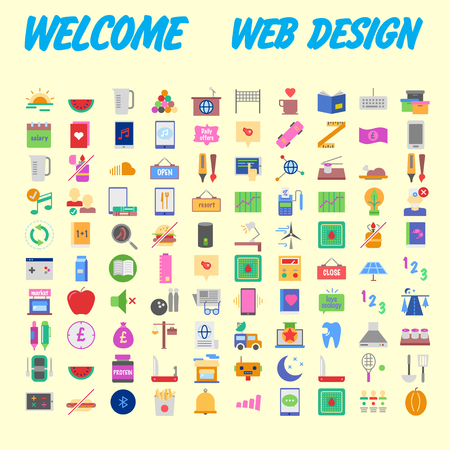 set of 100 flat style education icons, vector illustrationのイラスト素材