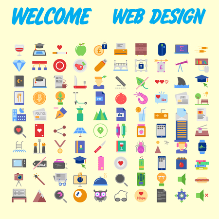 Icons online store. Base set in a flat style. multicolor on the color plate. Vector illustrationのイラスト素材