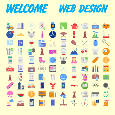 100 icon set. Trendy thin and simple icons for Web and Mobile. Light version. Vector illustrationのイラスト素材