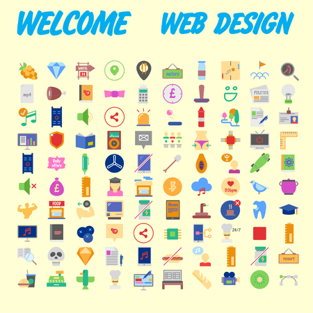 set of 100 high quality flat icons. Vector illustrationのイラスト素材