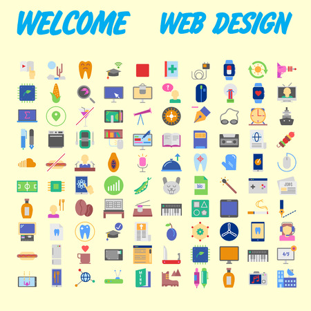 Universal set of social, technical, household icons isolated on background. Designed in a modern style - Material Design. Vector illustrationのイラスト素材