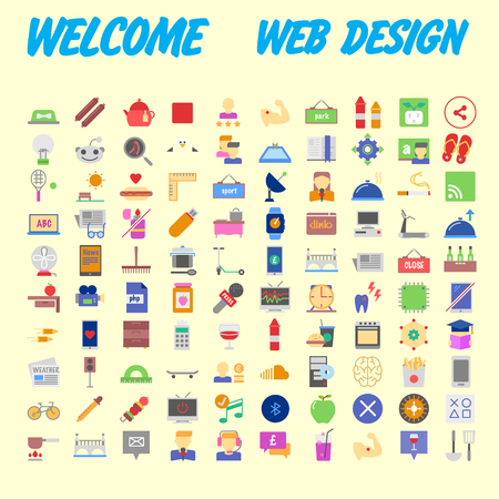 100 icon set. Trendy thin and simple icons for Web and Mobile. Light version. Vector illustrationのイラスト素材