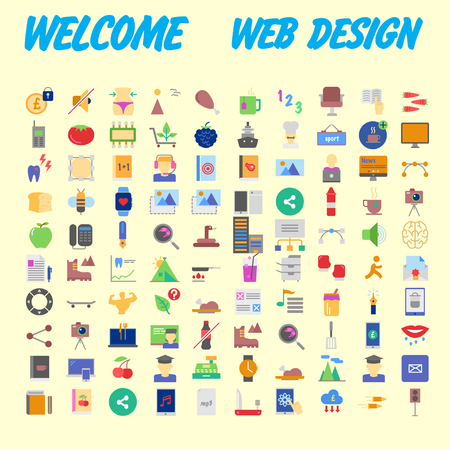 Universal set of social, technical, household icons isolated on background. Designed in a modern style - Material Design. Vector illustrationのイラスト素材