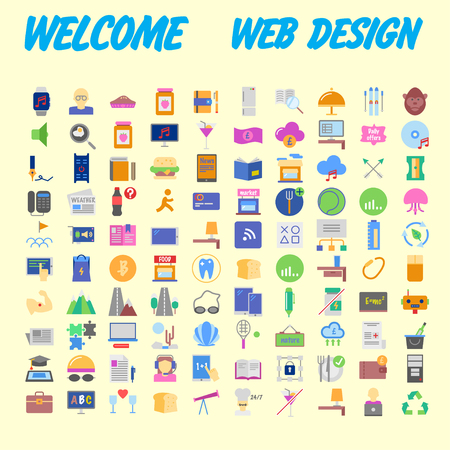 100 icon set. Trendy thin and simple icons for Web and Mobile. Light version. Vector illustrationのイラスト素材
