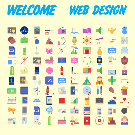 100 icon set. Trendy thin and simple icons for Web and Mobile. Light version. Vector illustrationのイラスト素材