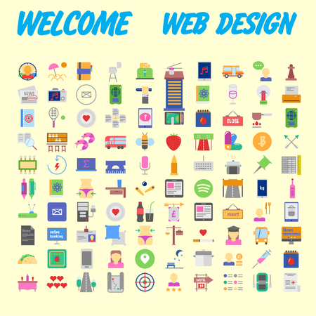 Universal set of social, technical, household icons isolated on background. Designed in a modern style - Material Design. Vector illustrationのイラスト素材